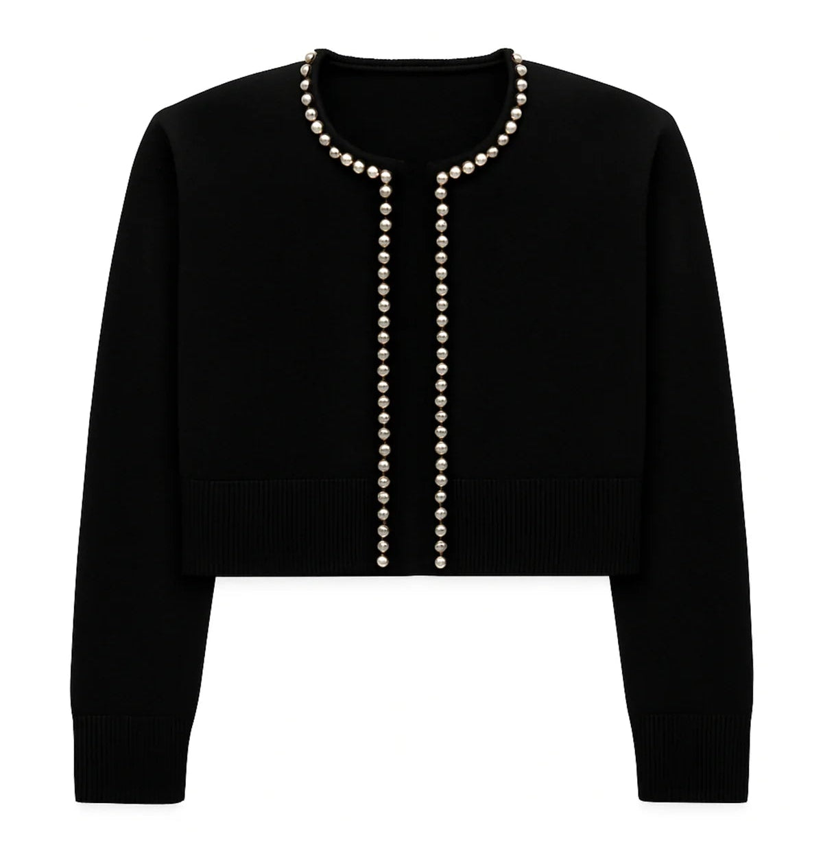 KatieJ NYC Kitty Pearl Trimmed Cardigan- Black