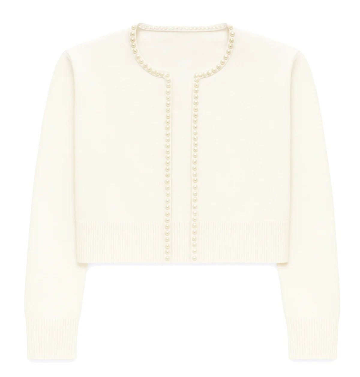 KatieJ NYC Kitty Pearl Trimmed Cardigan- Cream