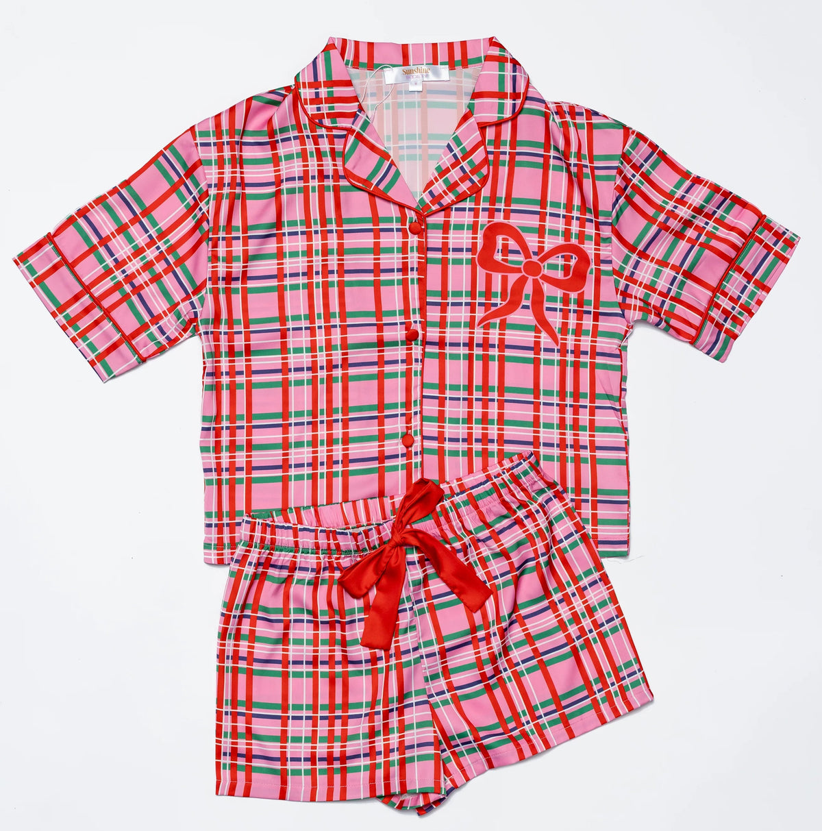 Sunshine Society Merry Magic Print 2pc Satin Lounge Set