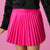 KatieJ NYC Vegan Leather Pleated Charlie Skirt - Shocking Pink
