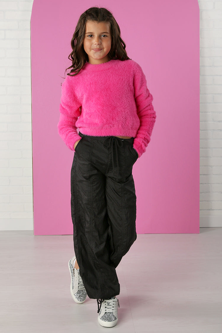 KatieJ NYC Super Soft Mara Crop Sweater- Shocking Pink