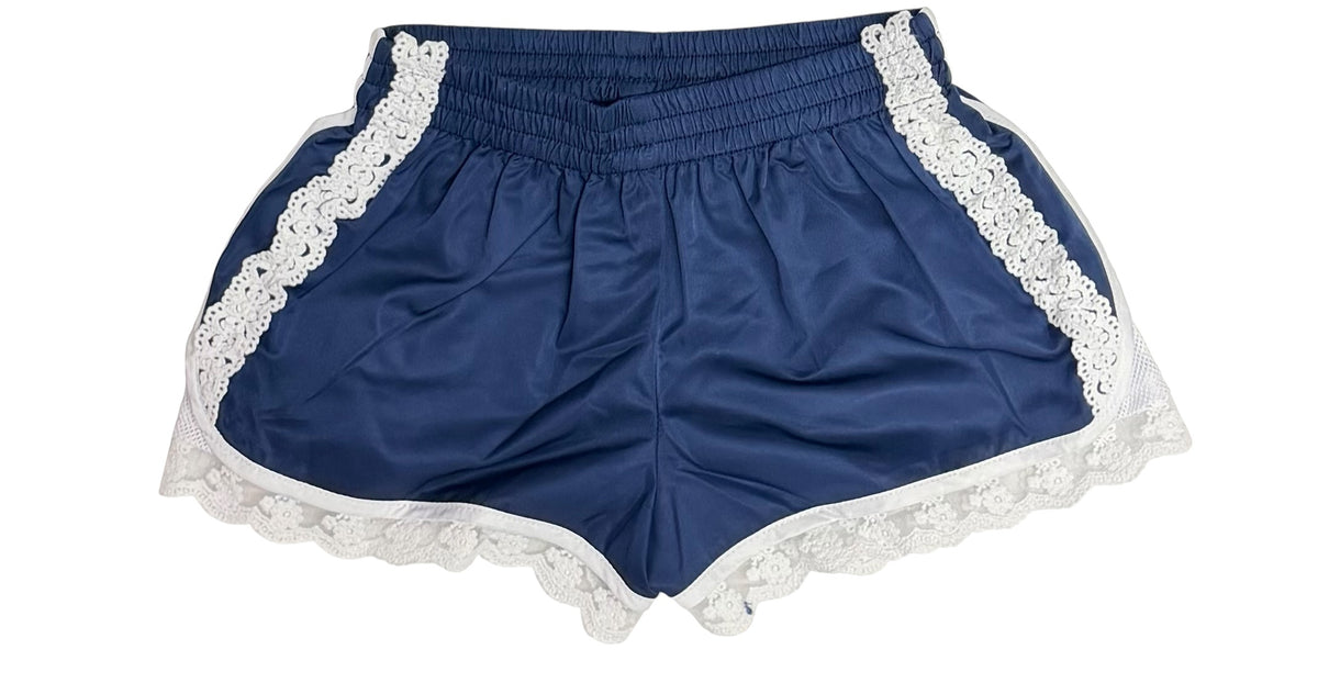 KatieJ NYC Birdie Lace Trim Shorts Evening Blue | Tween Girls