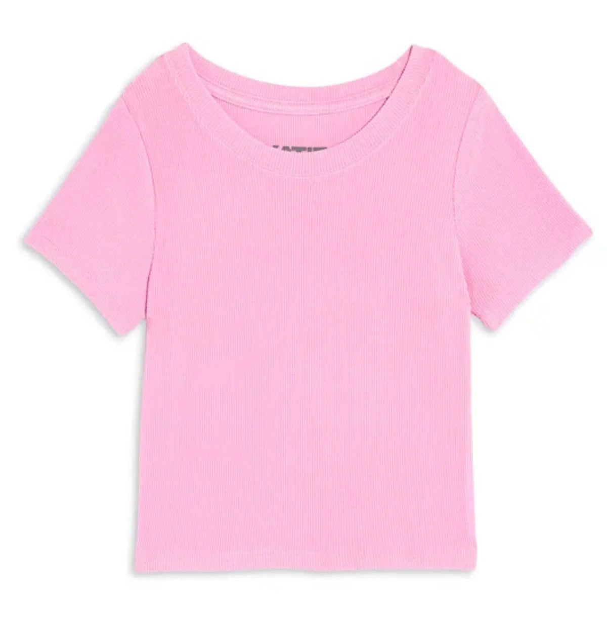 KatieJ NYC Livi baby pink ribbed short sleeve tee for tween girls