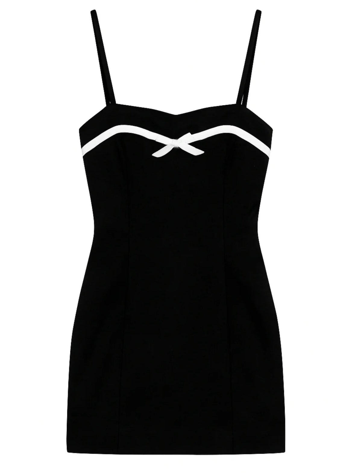 Katie J NYC Jayda Sweetheart Dress in black with white trim
