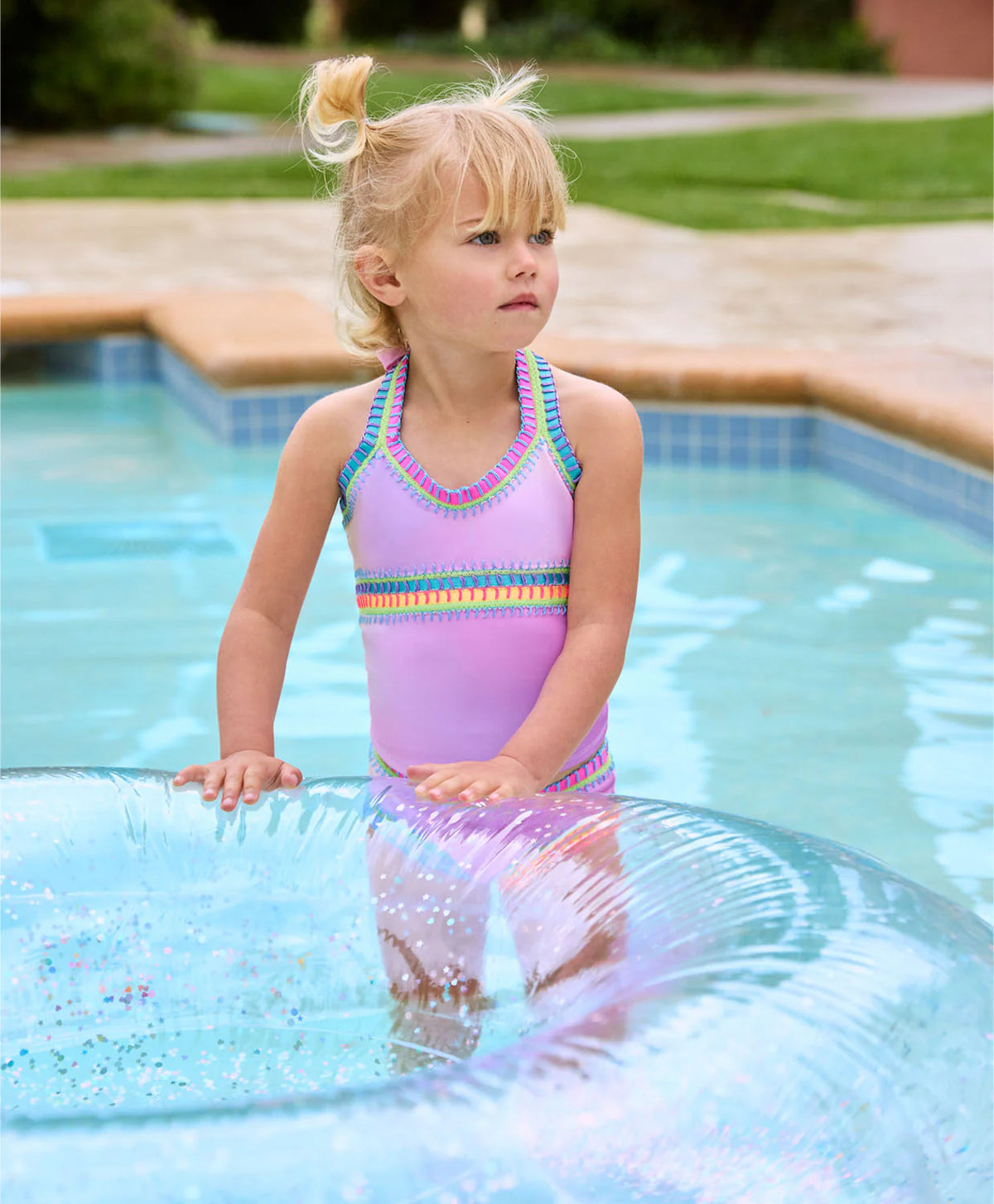 Tankini con bordado de arcoíris de algodón de azúcar para niños de PQ