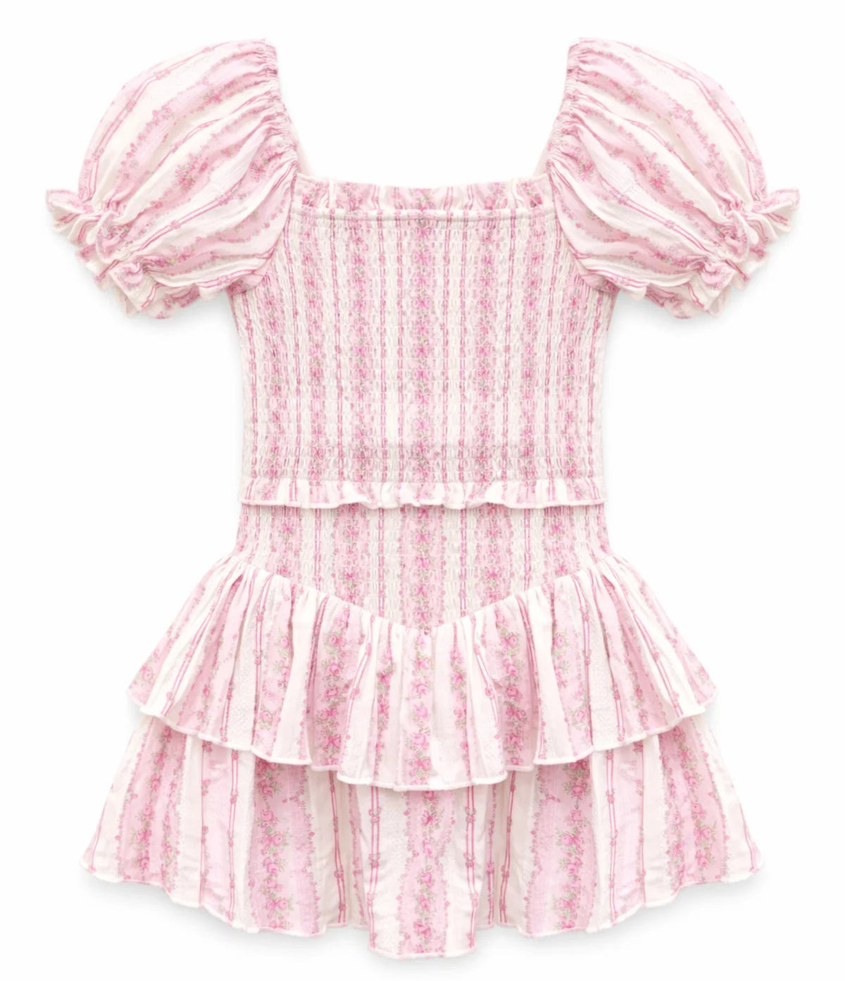 KatieJ NYC Tween Lainey Dress - Baby Pink Cottage Stripe