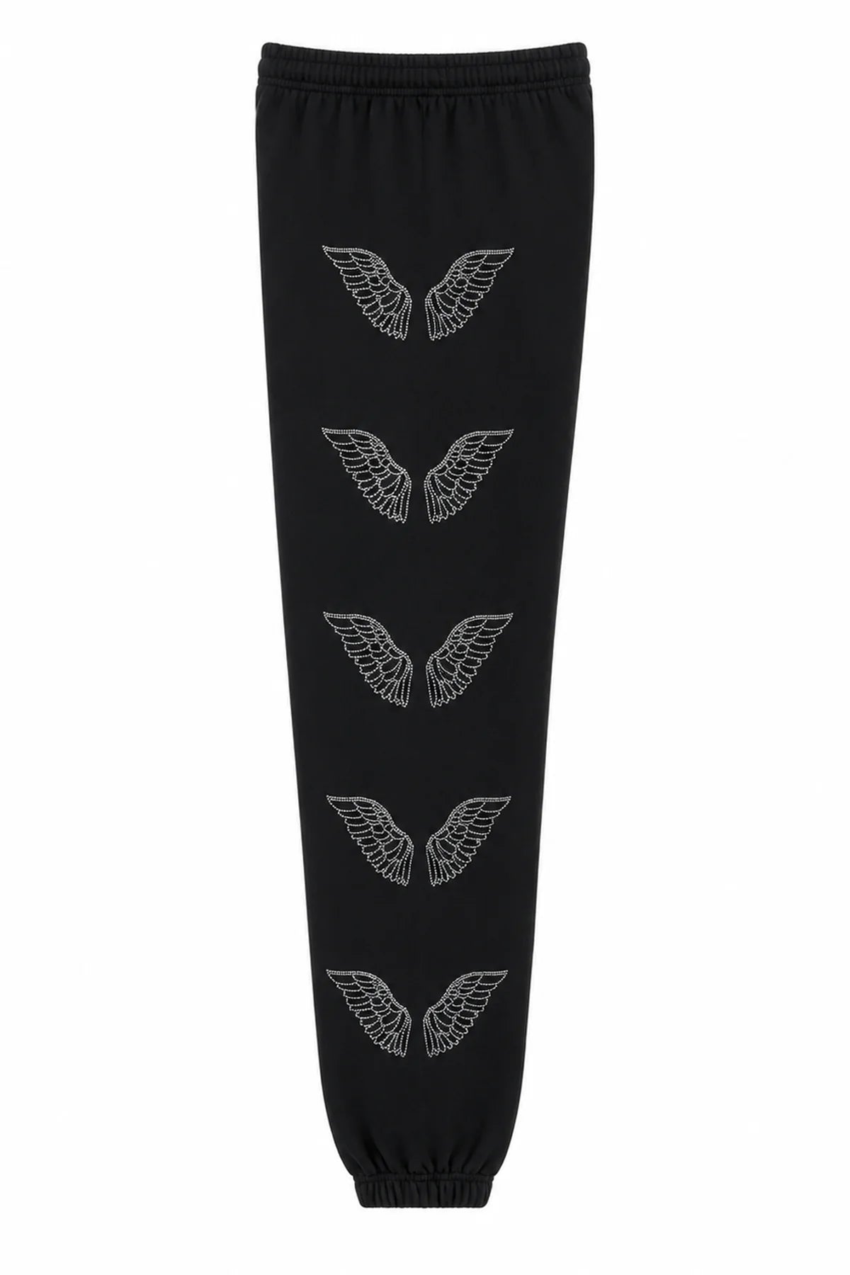 KatieJ NYC Leah Rhinestone Angel Wings Sweatpant– Black