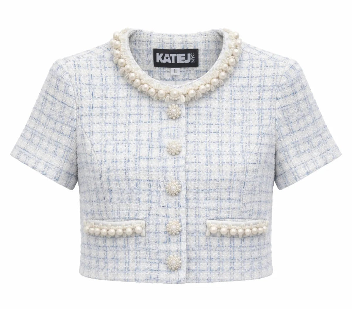 KatieJ girls bolero with pearls on a white background