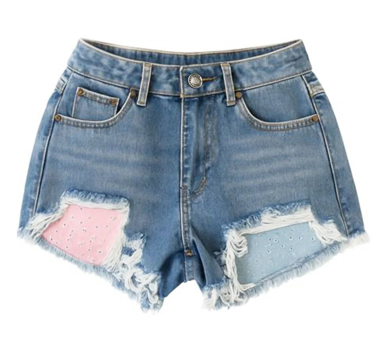 KatieJ NYC Malibu Denim Shorts- Pastel Bandana