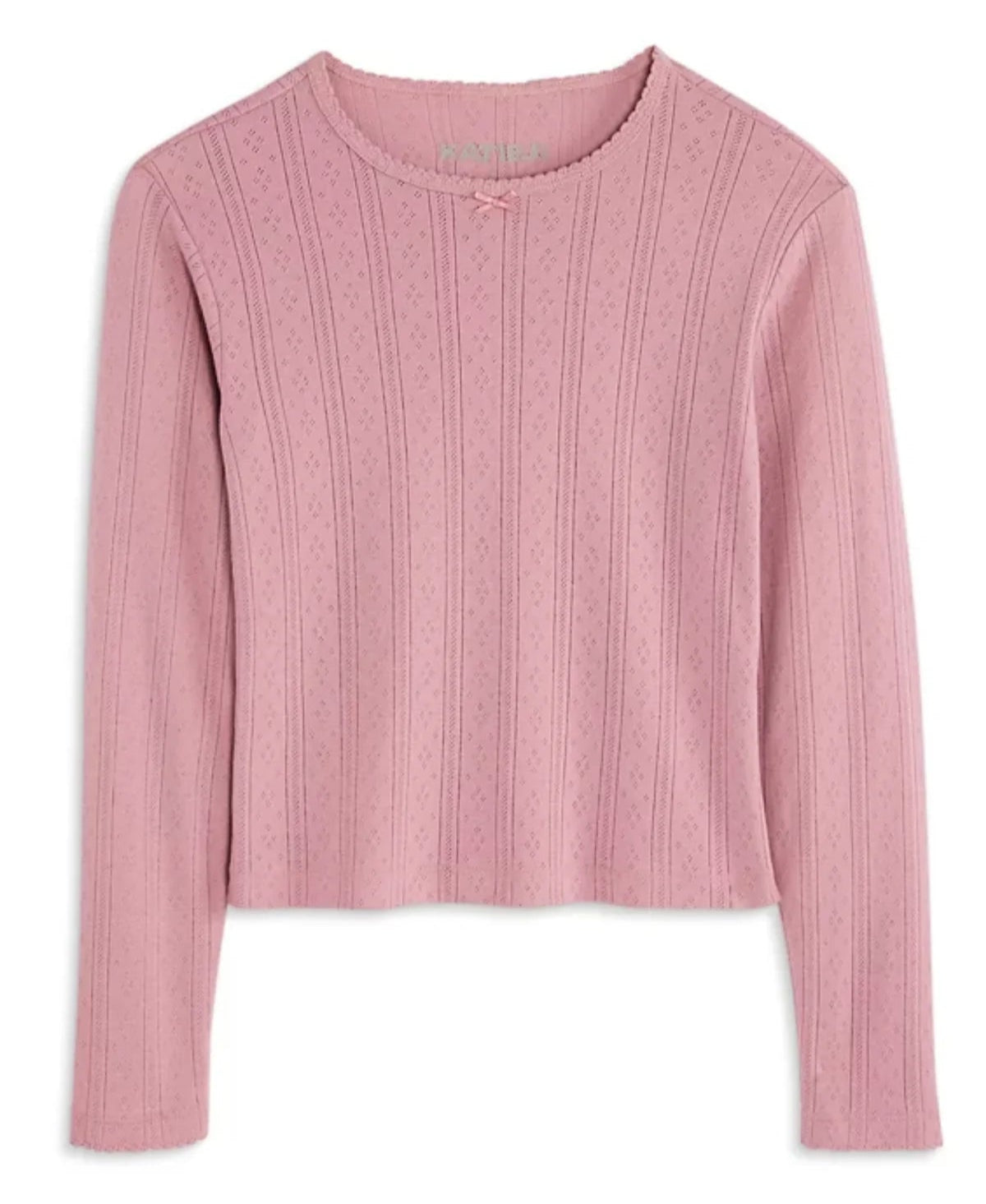 KatieJ NYC Marina Knit Long Sleeve- Dusty Pink Pointelle