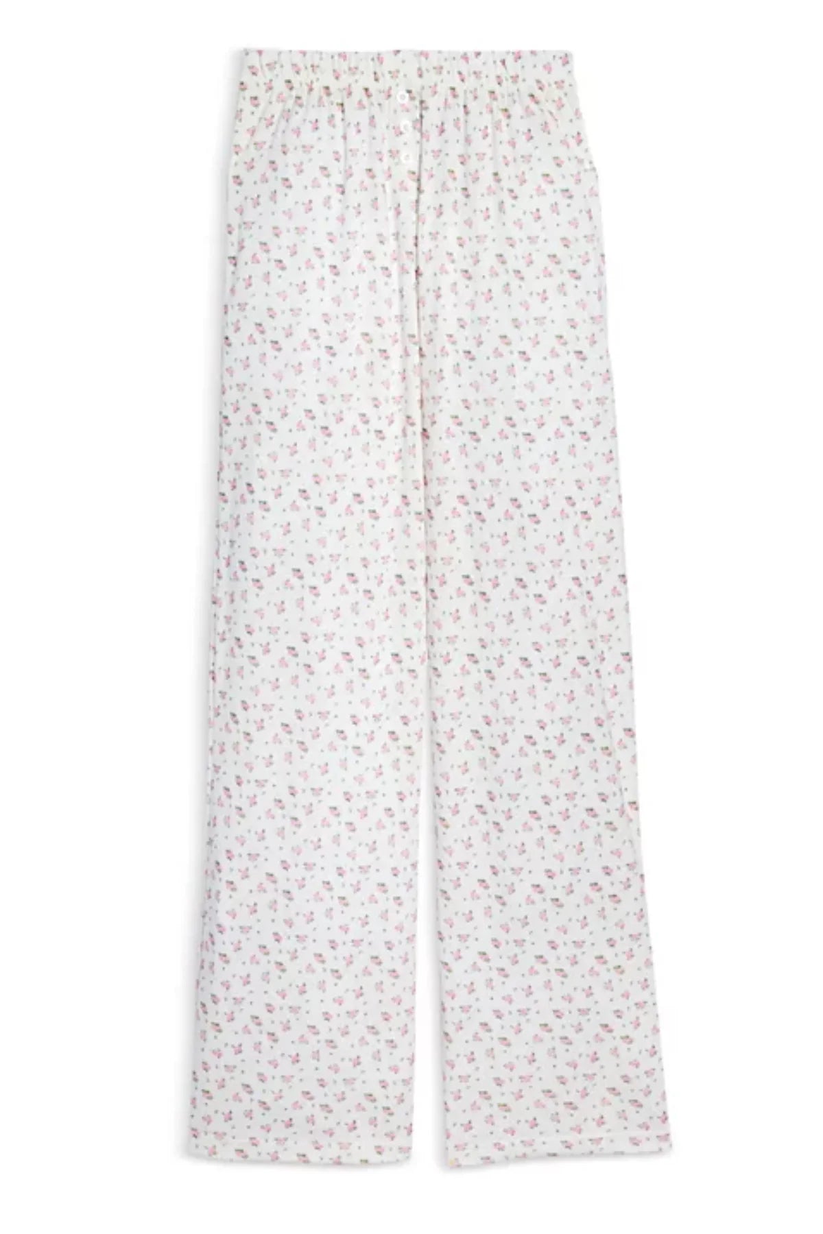 KatieJ NYC Marina Knit Lounge Pant - Cream Rose Ditsy