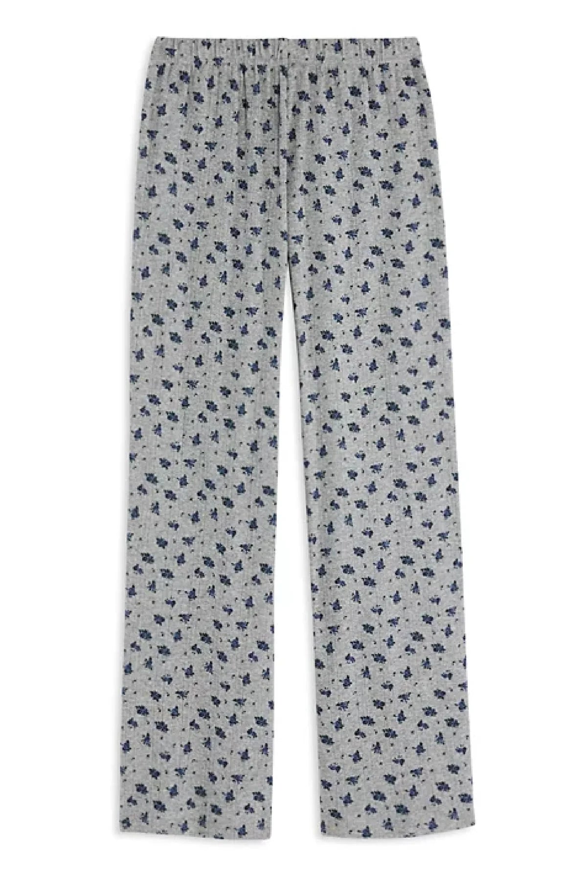 KatieJ NYC Marina Knit Lounge Pant - Heather Grey &amp; Navy Floral