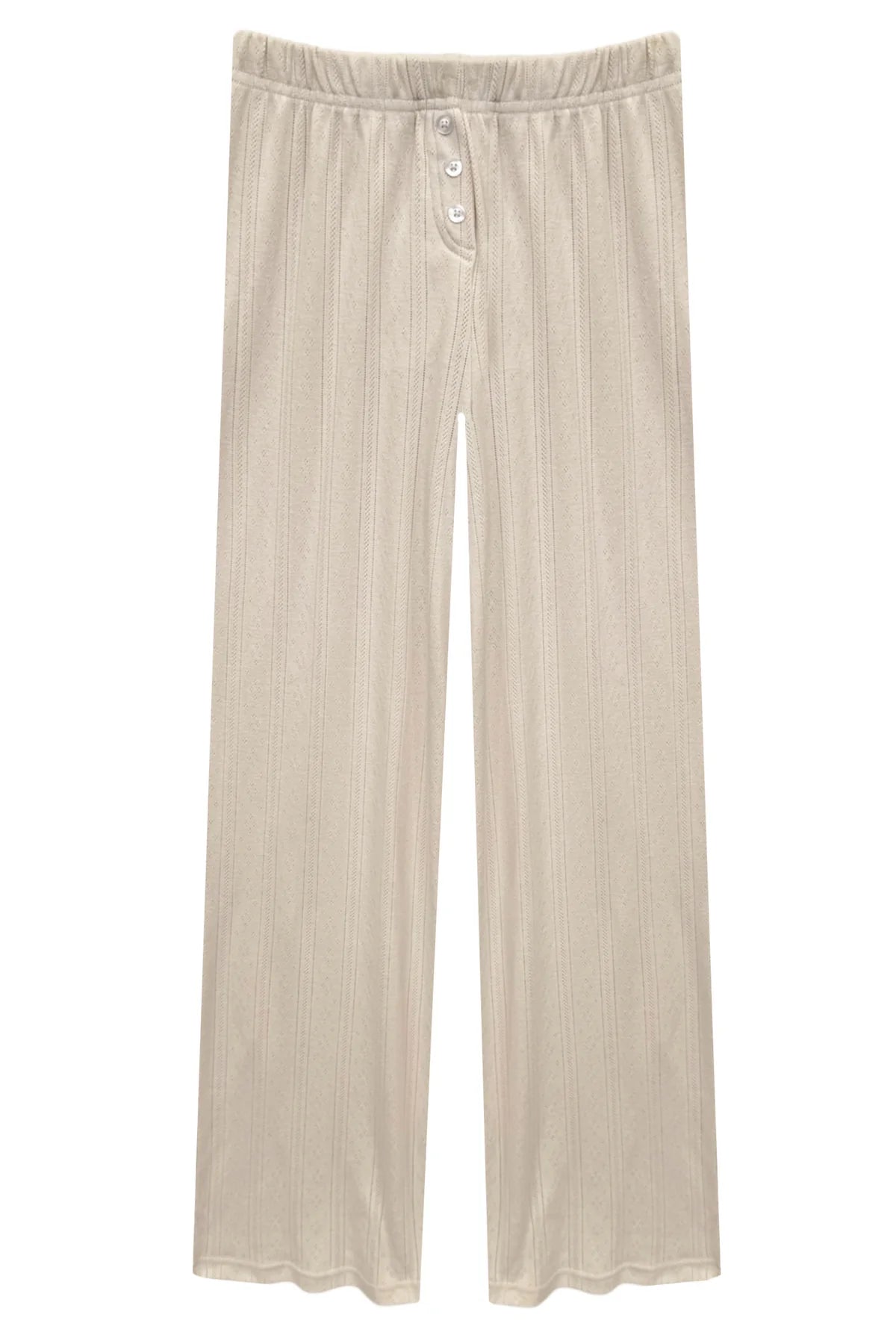 KatieJ NYC Marina Lounge Pant- Cream Pointelle