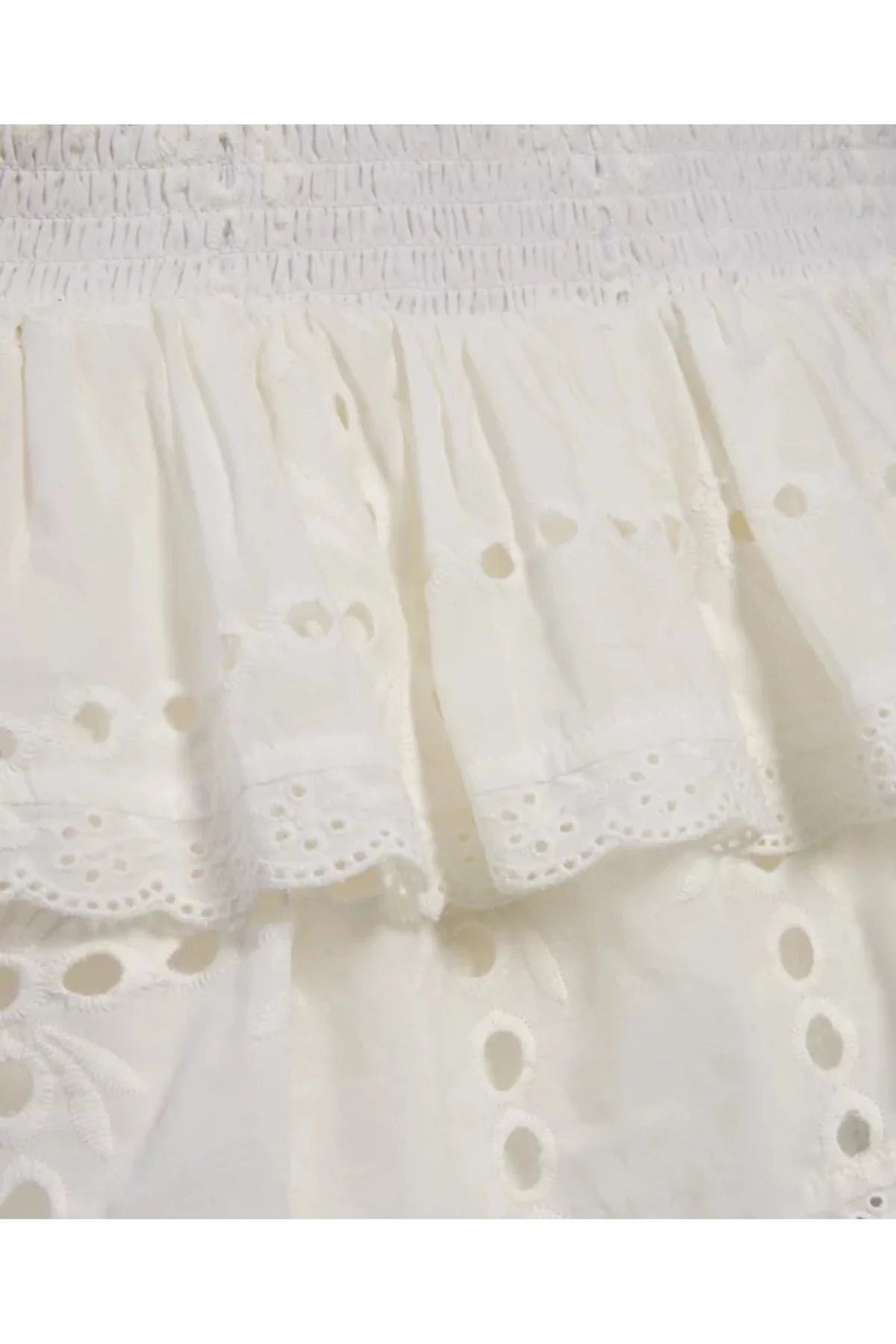 KatieJ NYC Melina Drop Waist Ruffle Dress - White Eyelet