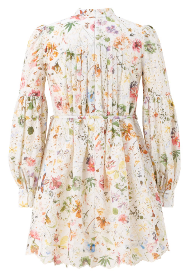 Marlo Kids Christina floral special occasion mini dress for girls with embroidered eyelet fabric and fully lined silhouette.