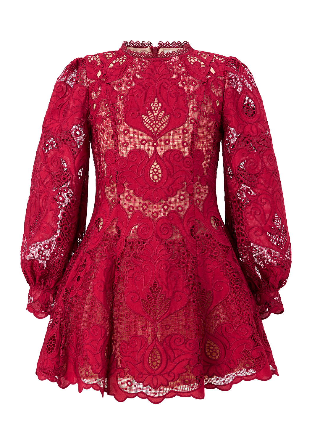 Marlo Kids Gisele cranberry embroidery mini dress