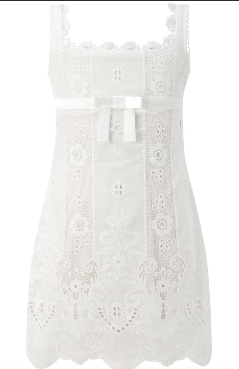 Marlo Kids ivory embroidered mini dress for flower girls, weddings, Communion and special occasions.