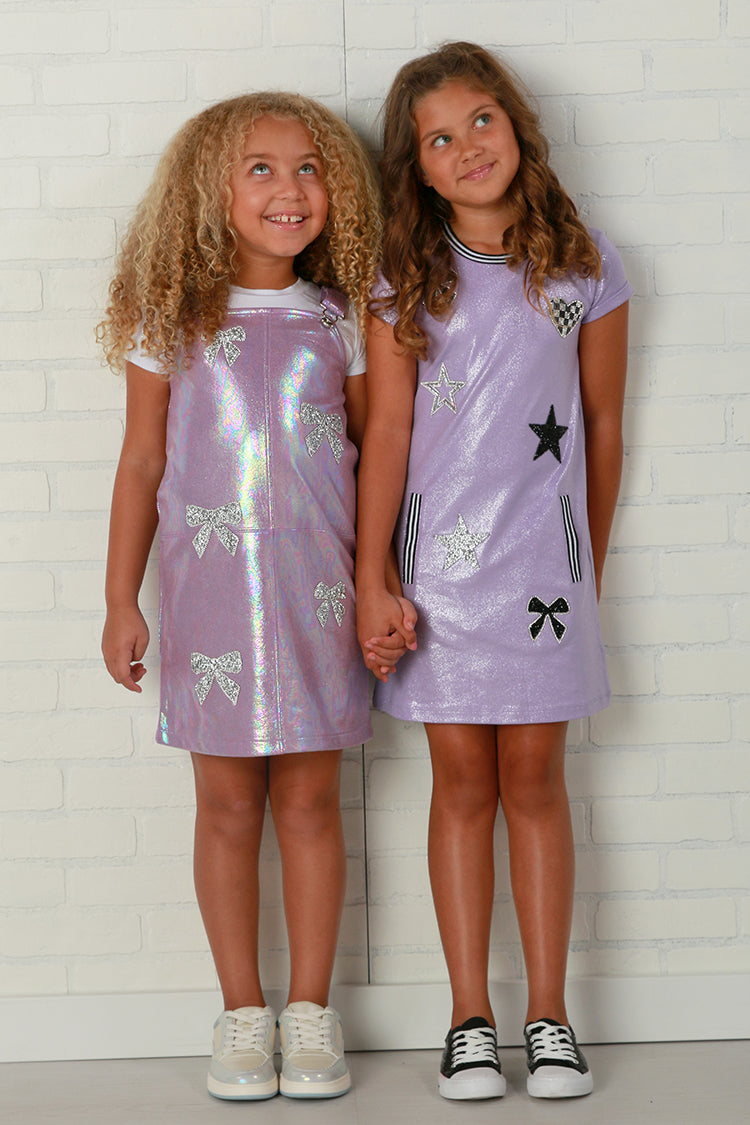 Mia New York Purple Iridescent Bows Jumper Dress