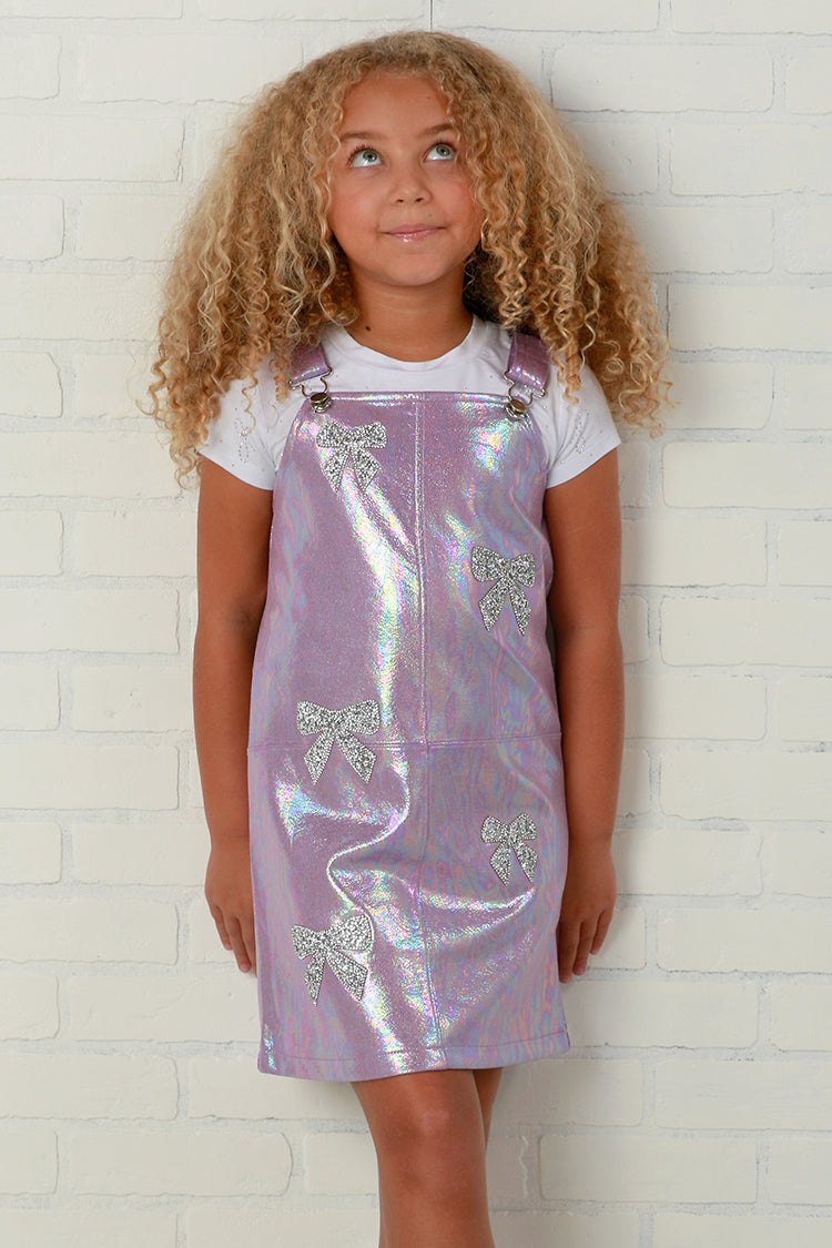 Mia New York Purple Iridescent Bows Jumper Dress