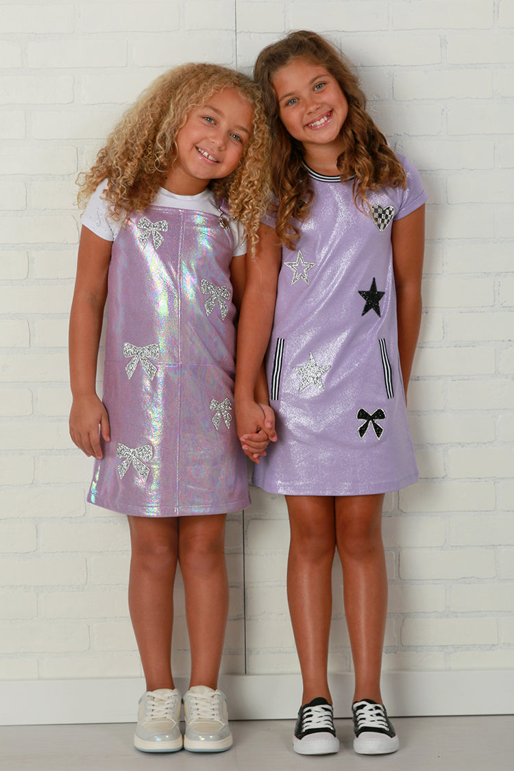 Mia New York Purple Iridescent Bows Jumper Dress