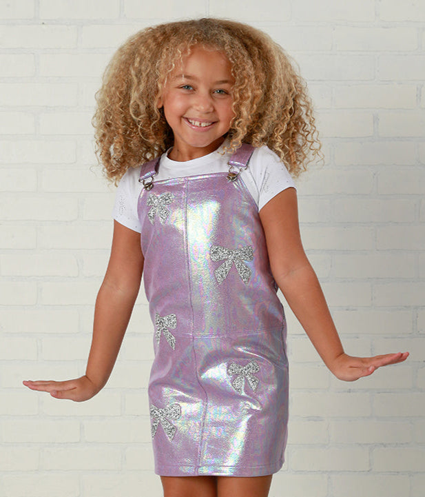 Mia New York Purple Iridescent Bows Jumper Dress