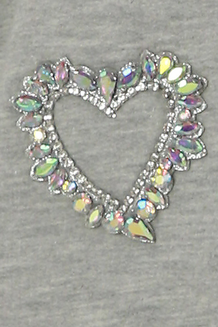 Mia New York Heather Grey Jeweled Heart Sweatshirt