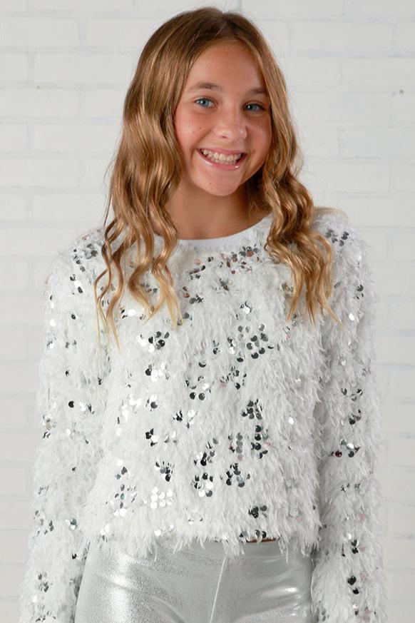 MIA New York White/Silver Sequin Sweater