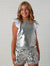 Mia New York Silver Sequin Short