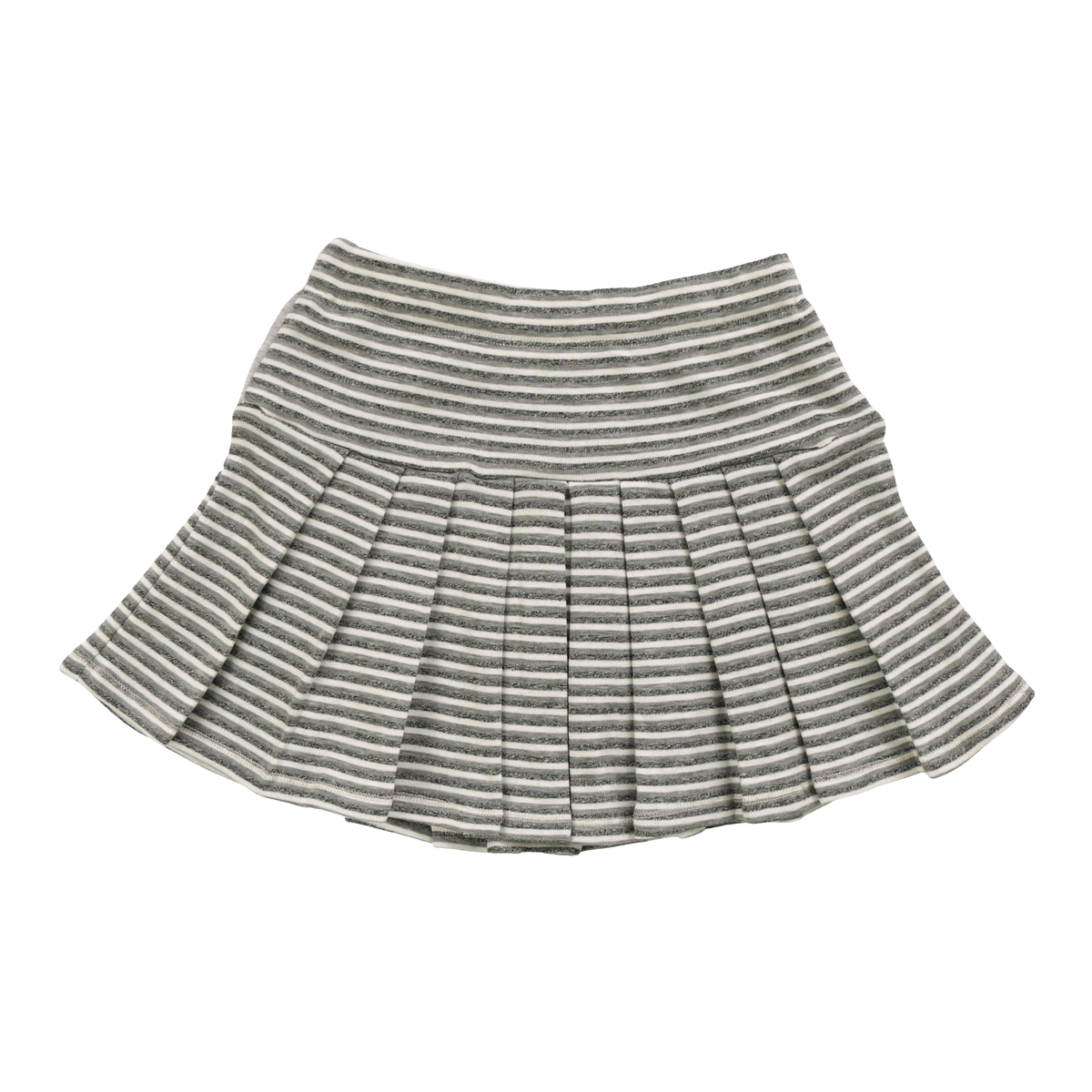 T2Love heather grey and winter white striped pleated skirt for tween girls