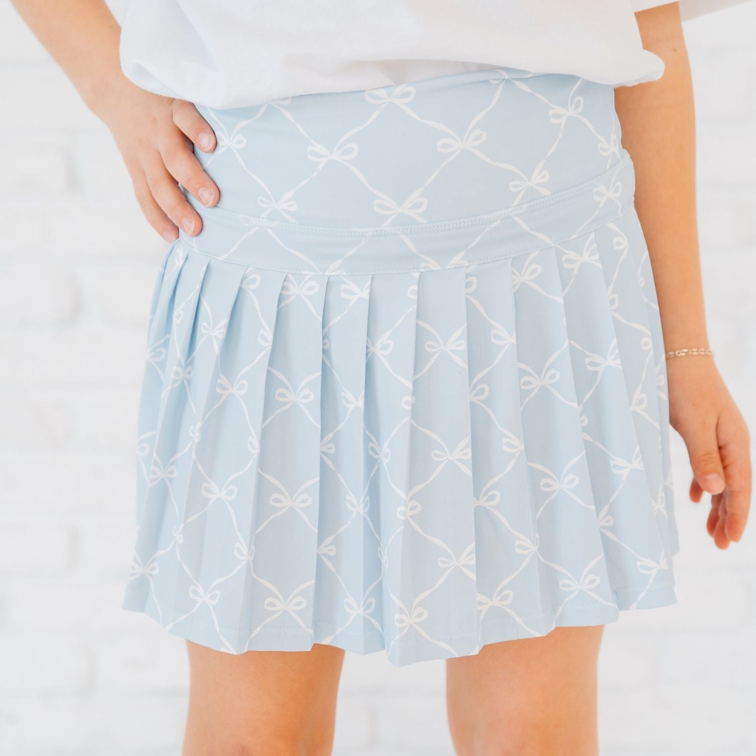 Sweet Wink Sky Blue Bow Trellis Athletic Skort * Built In Shorts *