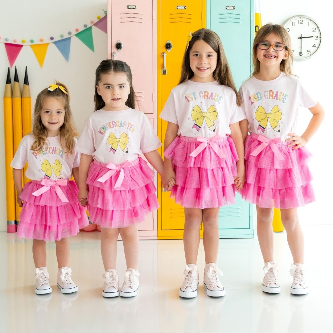 Sweet Wink First Grade Pencil Bow Short Sleeve T-Shirt