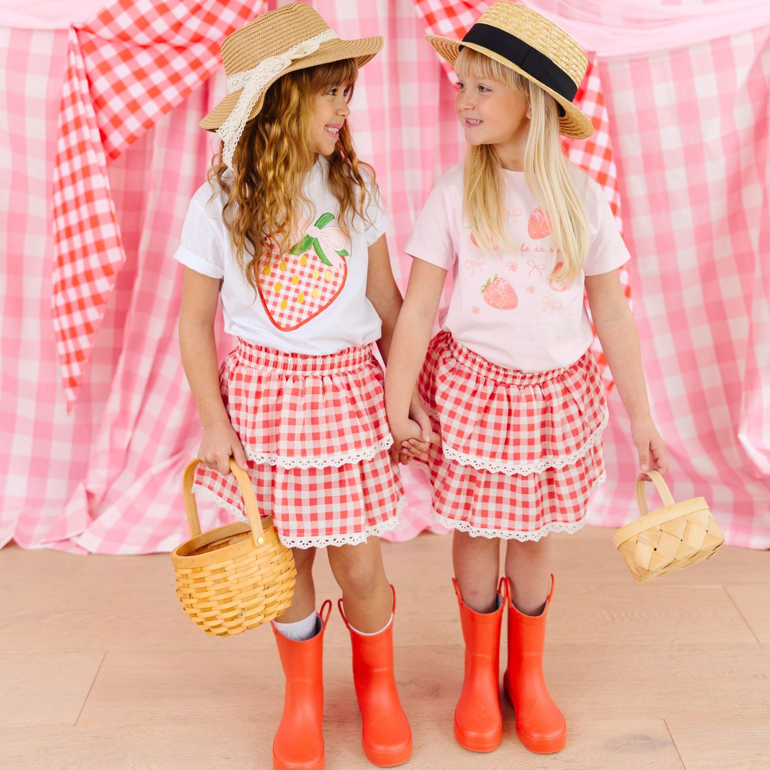 Sweet Wink Red Gingham Skort * Built In Shorts *
