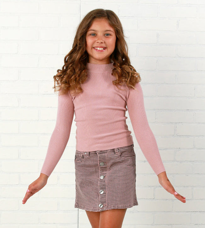 DL1961 Jenny Mini Skirt - Pink Houndstooth