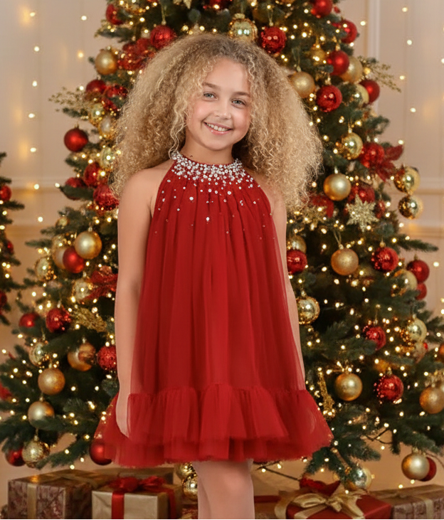 Shop the Ooh! La, La! Couture Solene Dress in Berry. Sparkling pearl and sequin details, soft tulle and a ruffled hem make this girls' dress perfect for holidays and parties.