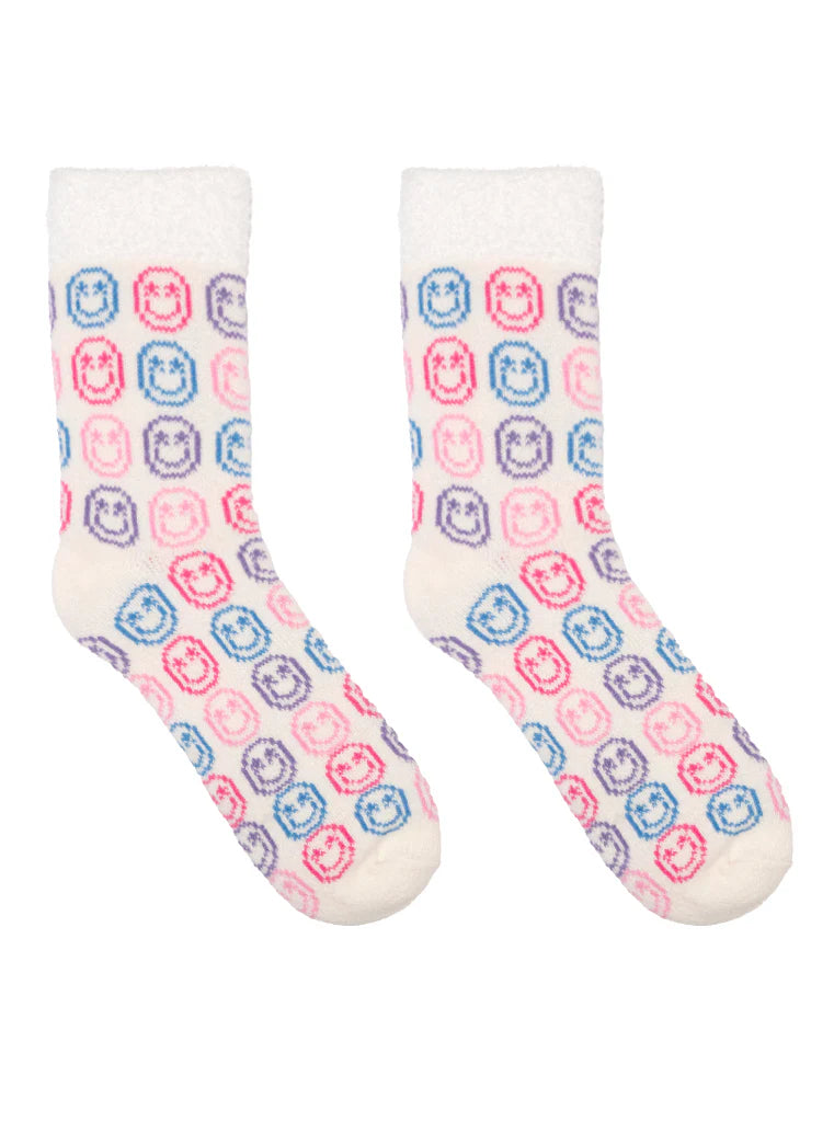 Calcetines afelpados con carita sonriente en colores pastel de Living Royal