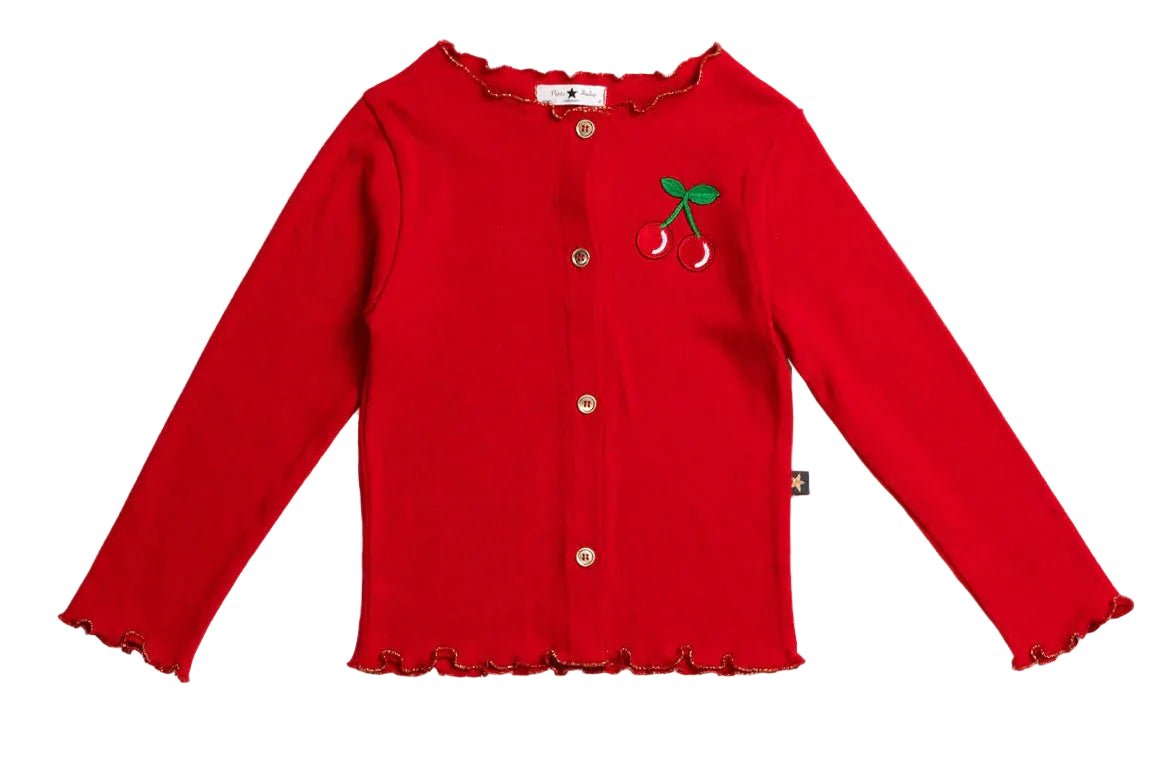 Petite Hailey Amelia Cherry Ribbed Cardigan