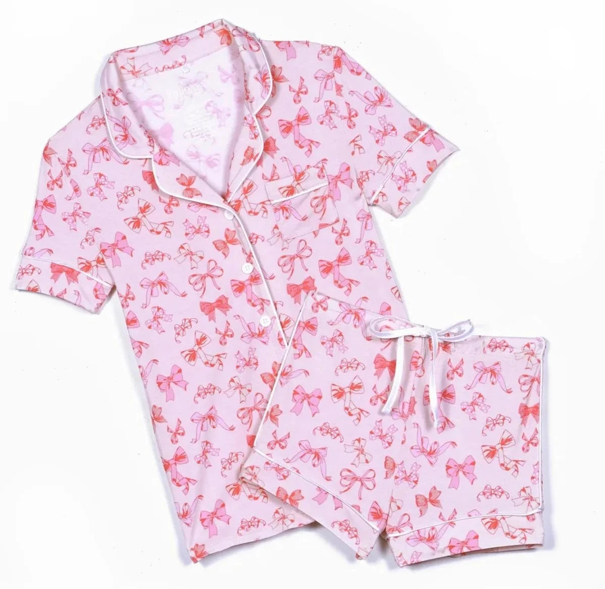 KatieJ NYC Lynn Lounge Set - Bows On Pink  * Preorder *