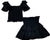 Cheryl Creations Black Sateen 2pc Skirt Set