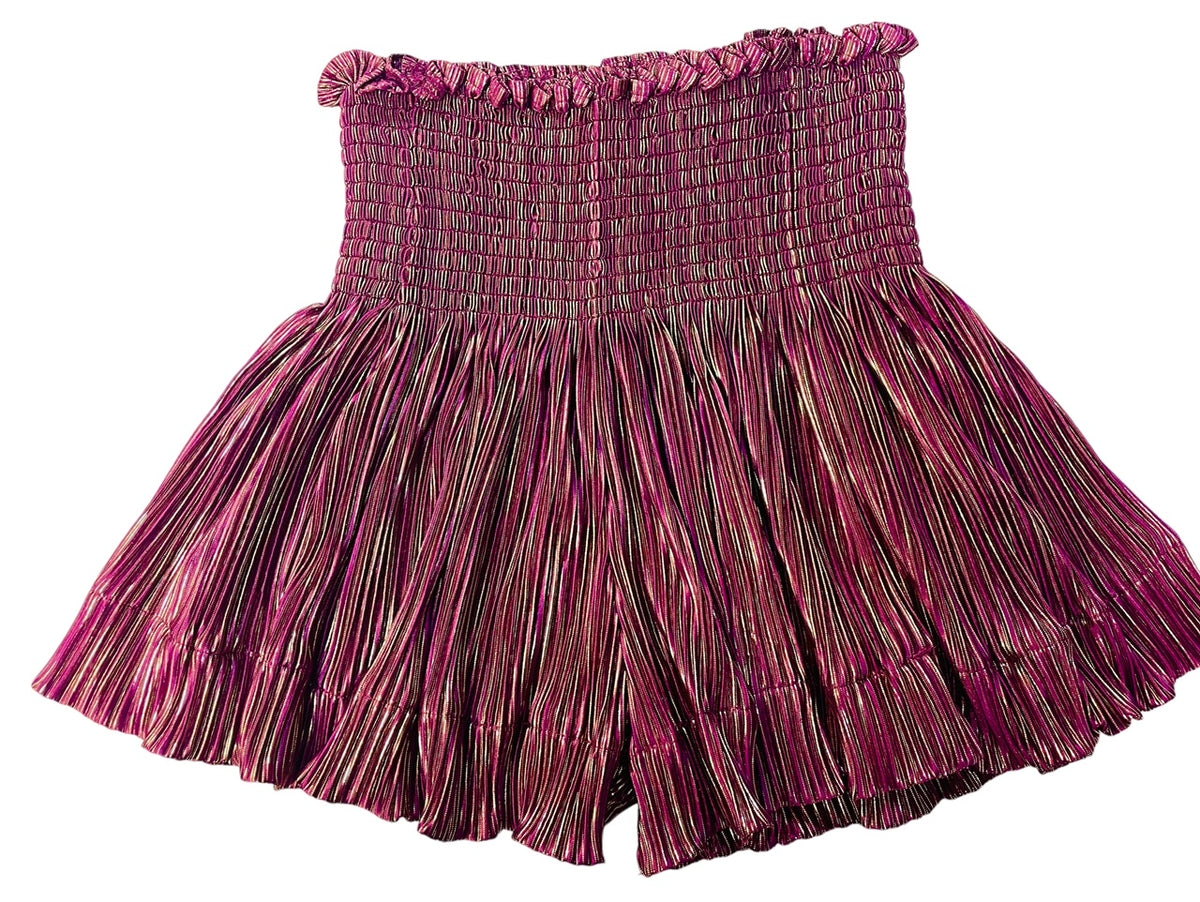 Queen Of Sparkles  Kids Pleated Swing Shorts - Purple/Gold