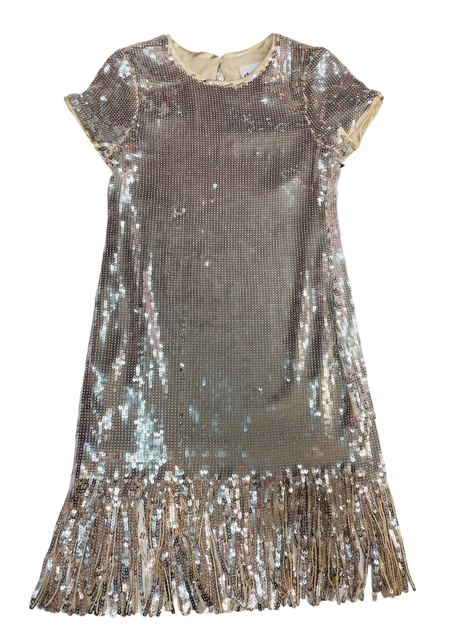 Stella 88 Margot Gold Sequin Fringe Hem Dress