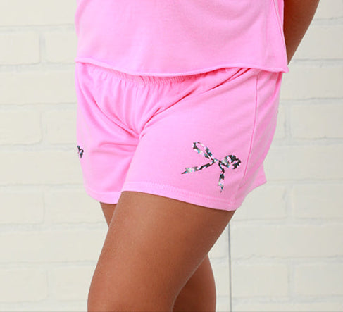 Firehouse NY Girls Neon Pink Floral Bow Short