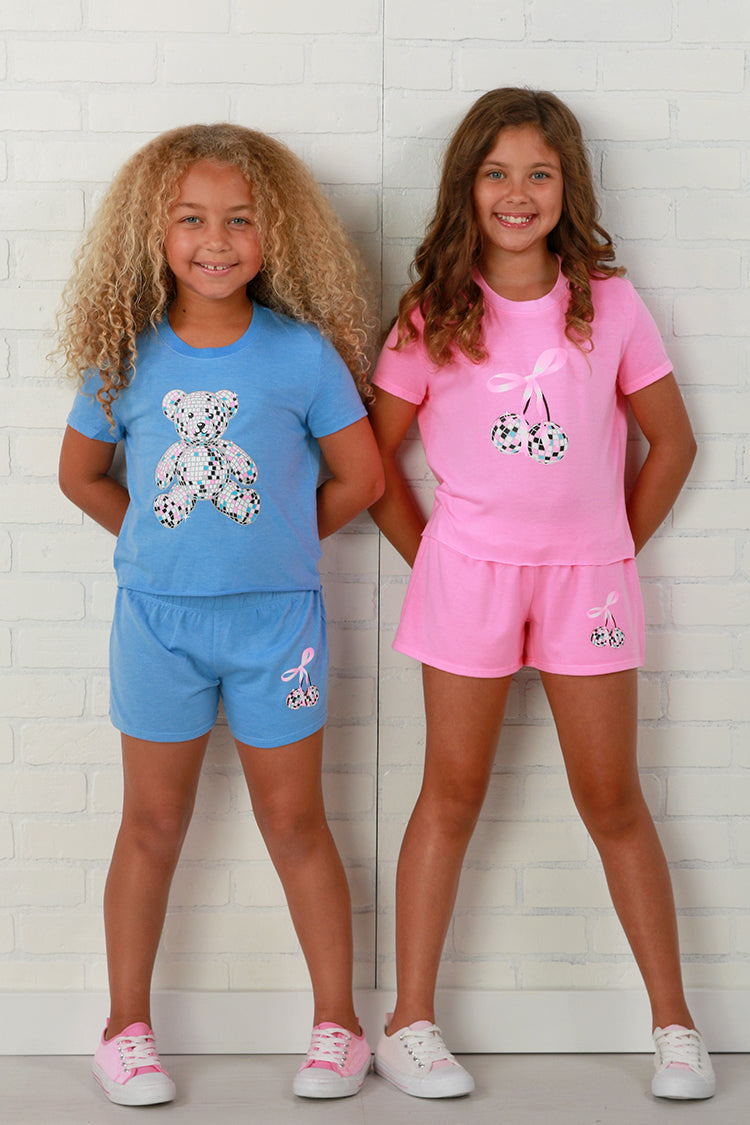 Firehouse NY Girls Ice Blue Disco Teddy Bear Tee