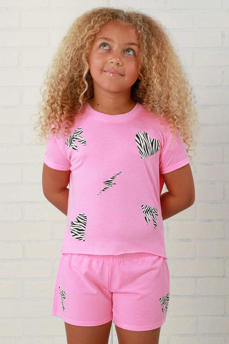Firehouse NY Girls Neon Pink Zebra Bow Short
