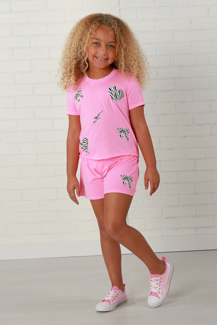 Firehouse NY Girls Neon Pink Zebra Bow Short