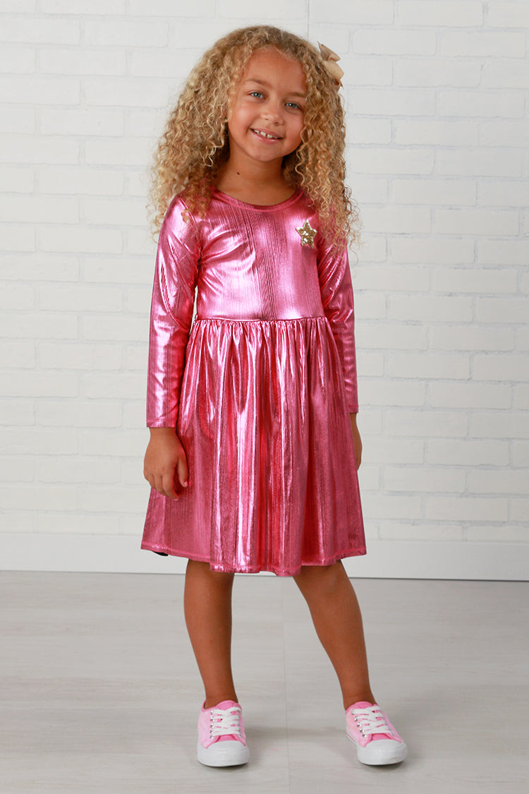 Petite Hailey Star Disco Dress - Pink