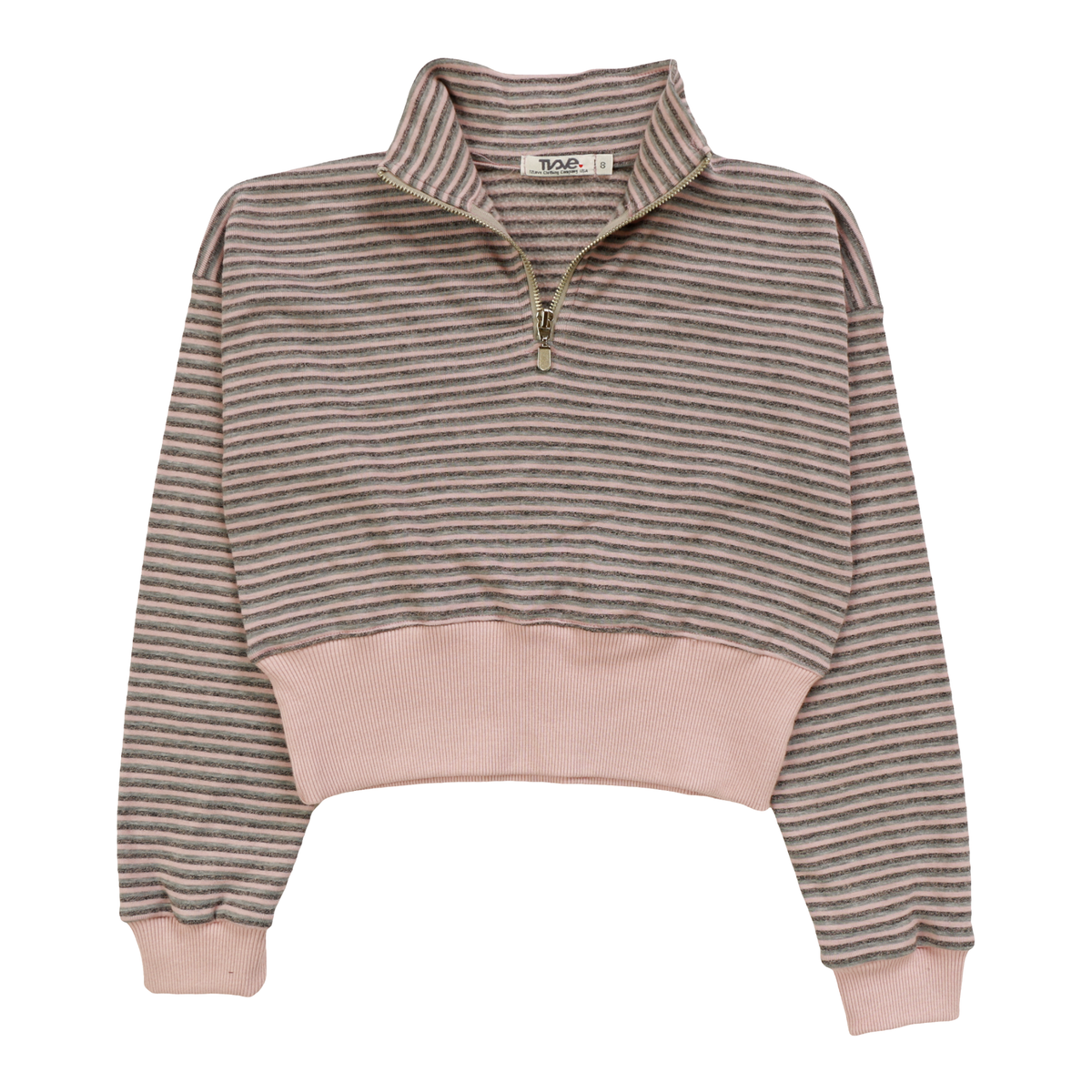 Trendy tween girls striped sweatshirt made in the USA