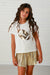 Queen Of Sparkles Kids Game Day Football Tee- White/Gold