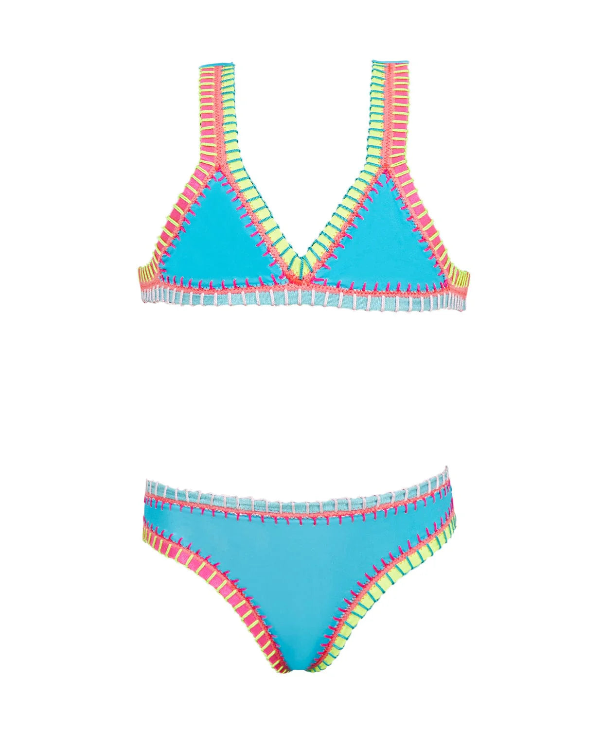 Bikini con bordado de arcoíris turquesa para niños de PQ