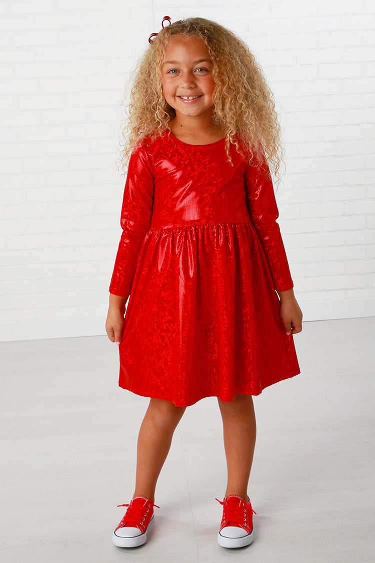 Petite Hailey Star Disco Dress - Red