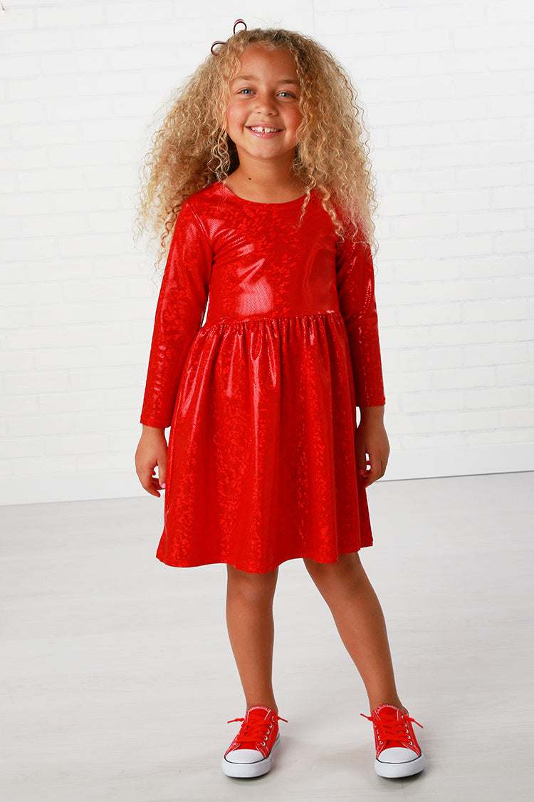 Petite Hailey Star Disco Dress - Red